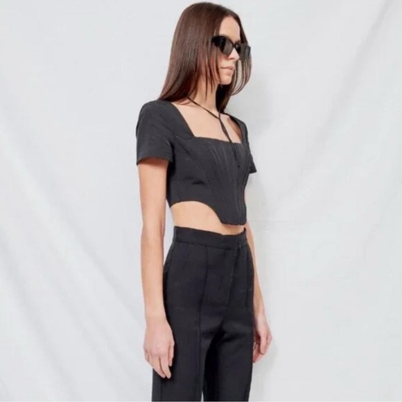 STAUD Peony Black Crop Top Boning - Picture 4 of 8